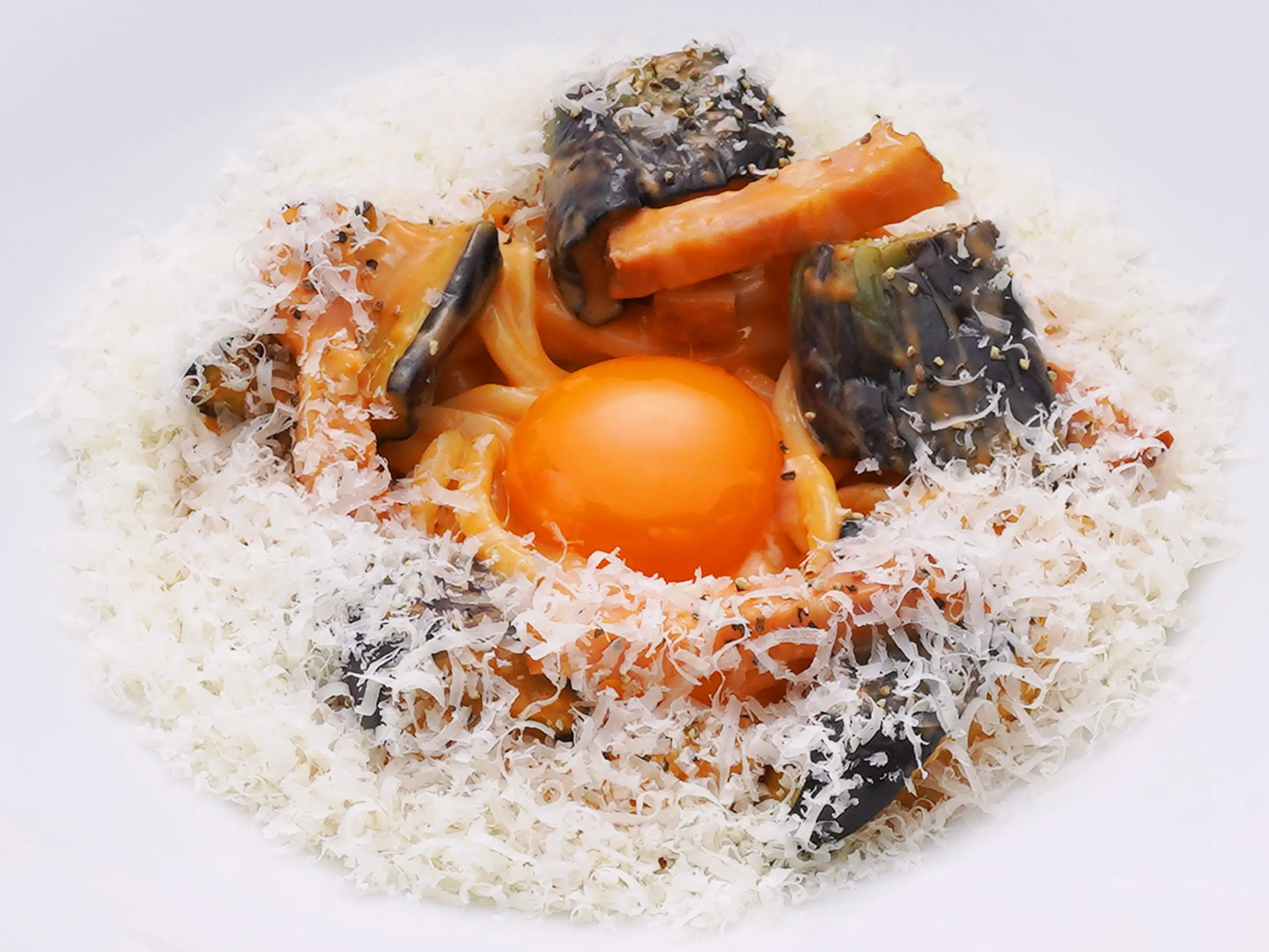 厚切りベーコンと揚げナスのトマトカルボ