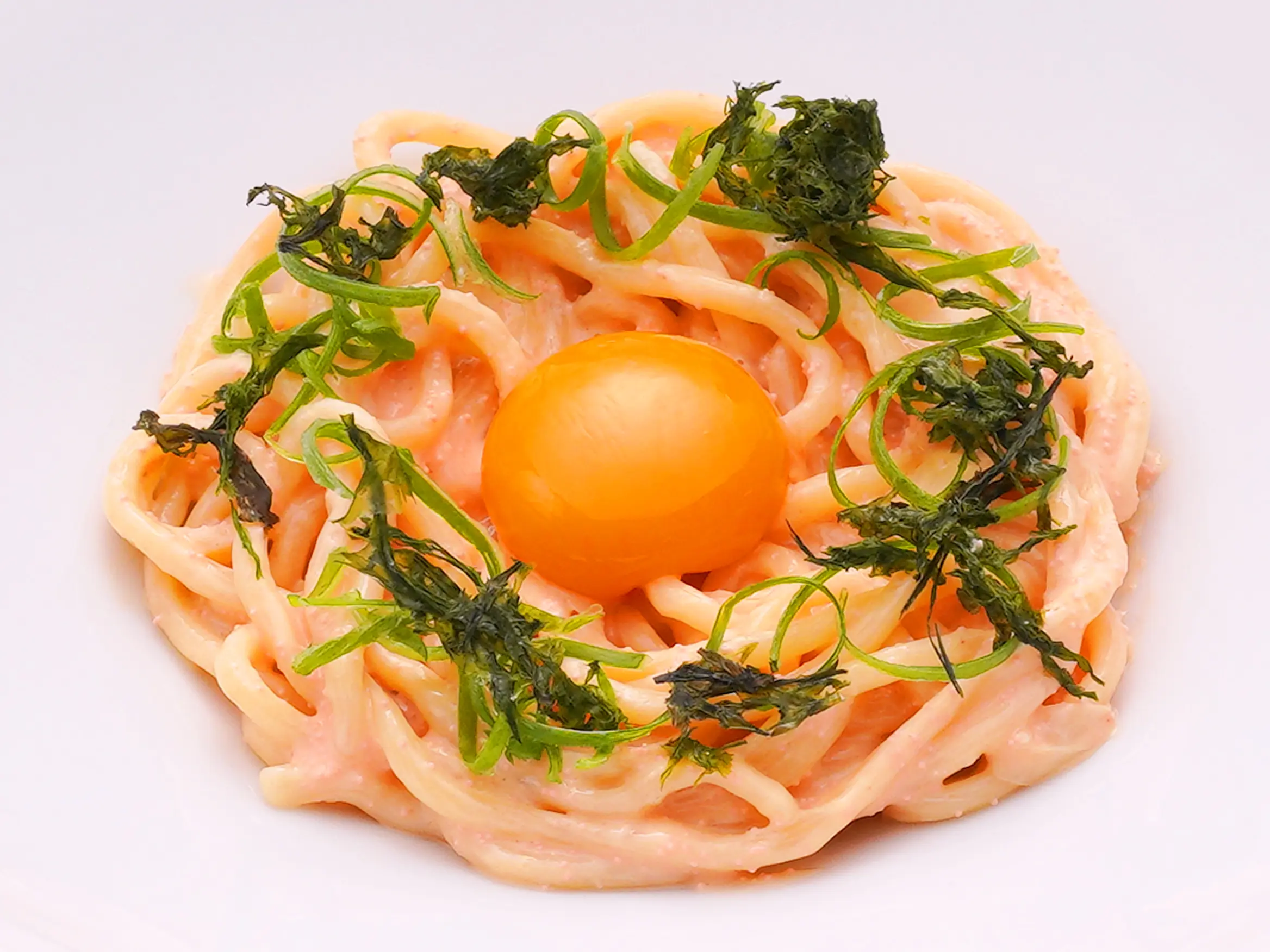 焼きばら海苔とネギの明太子パスタ